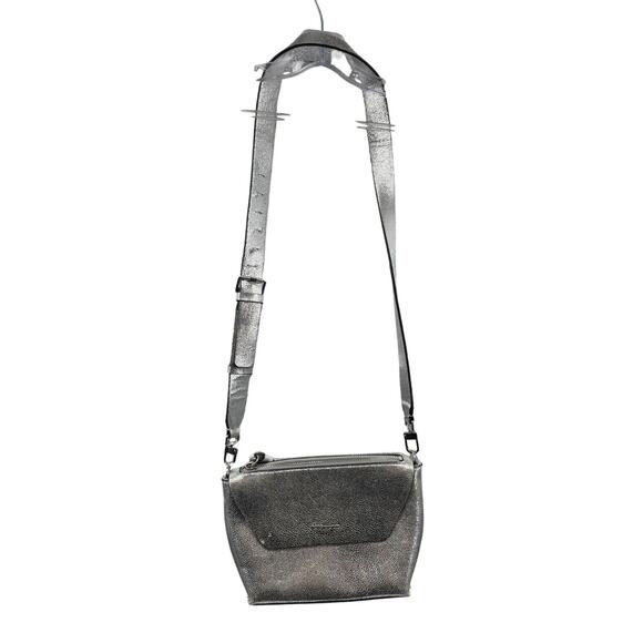 BCBGeneration Metallic Silver Crossbody Bag With Adjustable Strap Magnetic Close - Picture 2 of 12